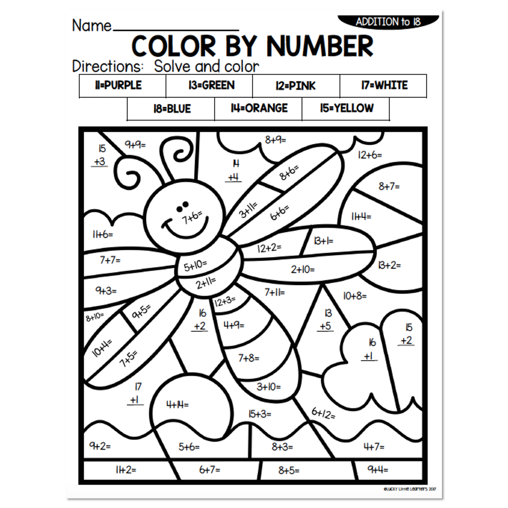Addition to summer color by number