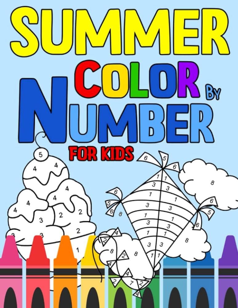 Summer color by number coloring book for kids easy and fun coloring pages for kids beaches coconut trees ice creams detwiler lanae books