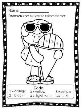 Summer coloring page color by number freebie by glistening gems