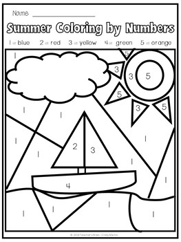 Summer coloring pages color by number by teachers brain