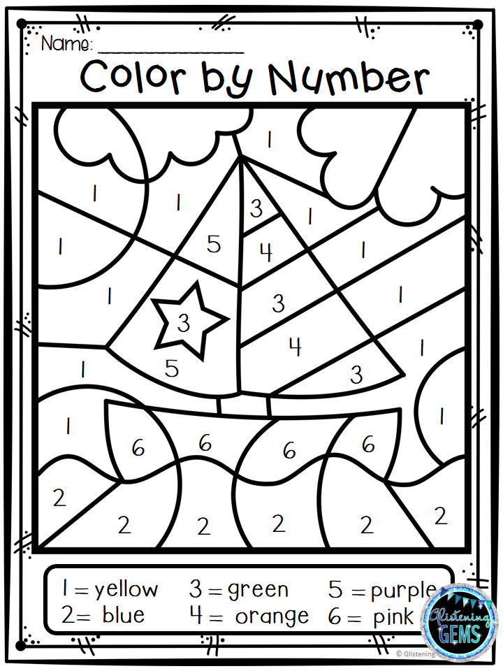 Summer coloring color by number summer color by code summer summer math kindergarten kindergarten coloring pages kindergarten themes