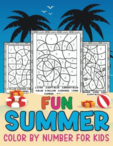 Summer fun color by number for kids sunny days coloring fun a summer