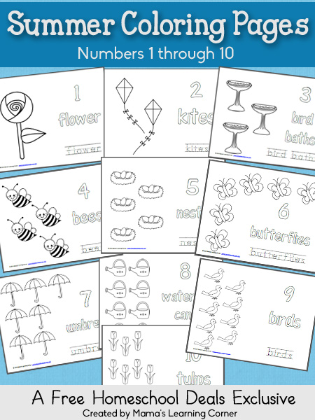 Free summer coloring pages numbers