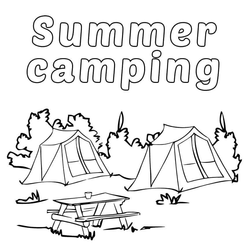 Summer camping image coloring page