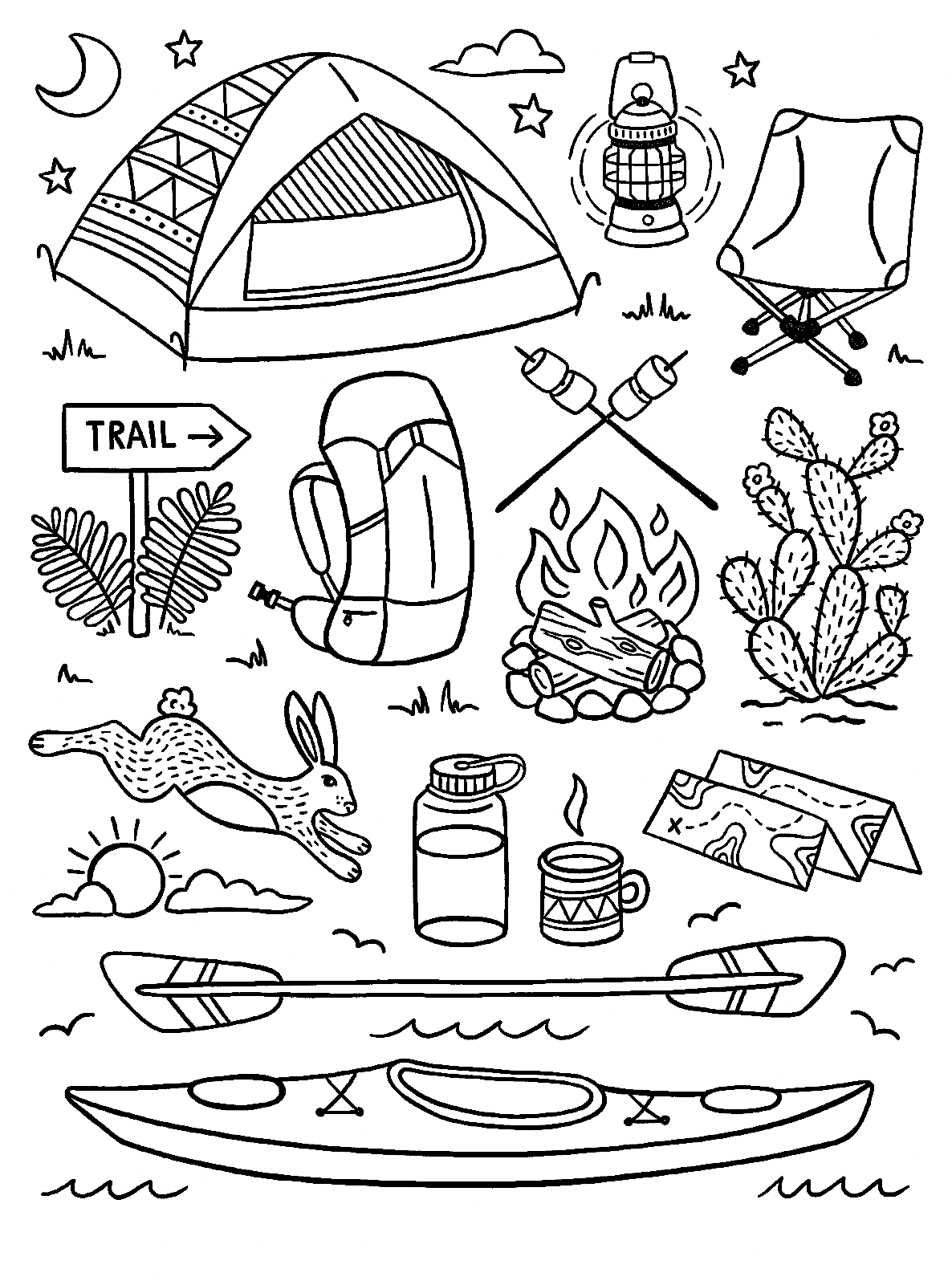 Camping coloring pages printable for free download