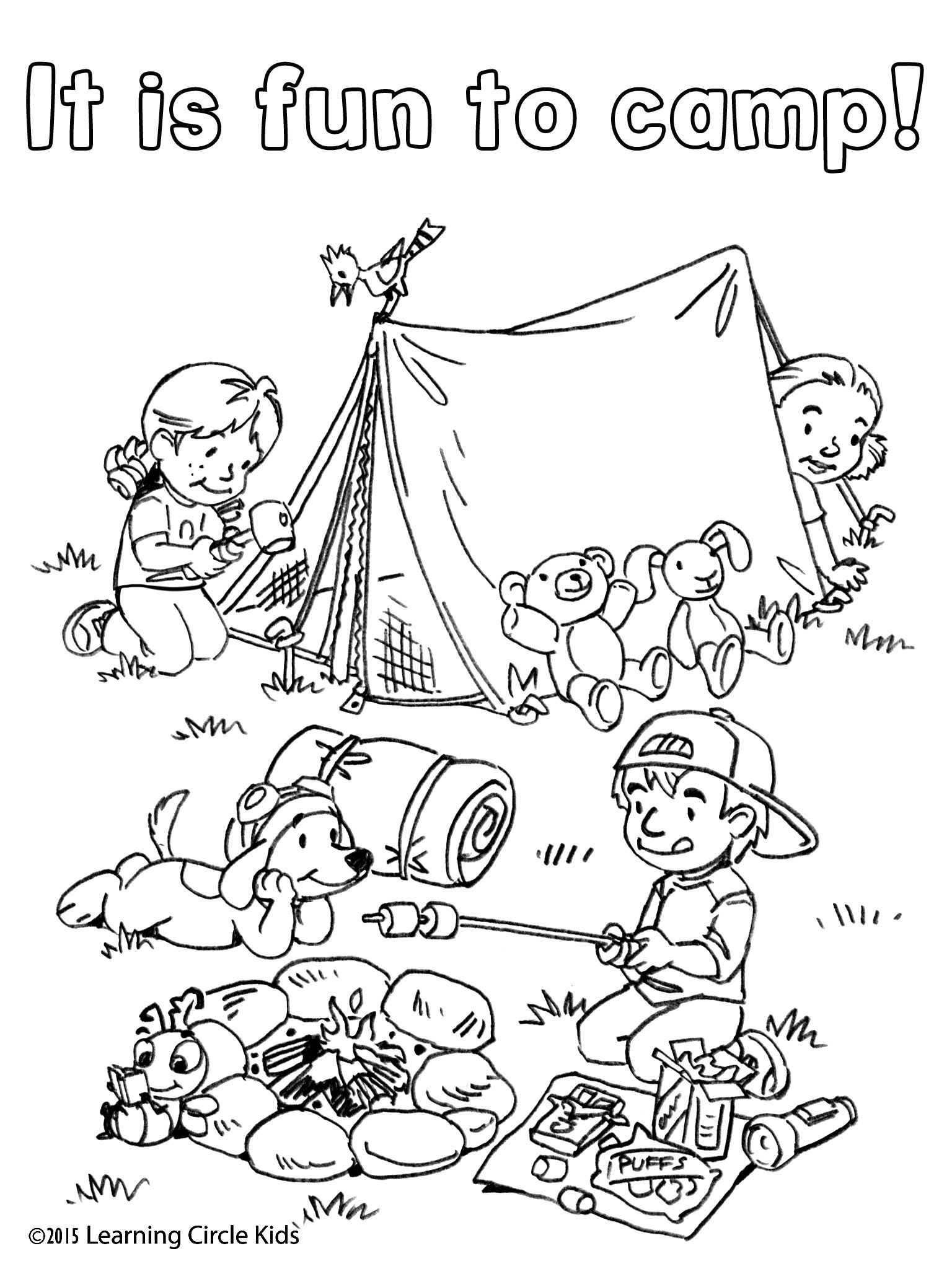 Reader bee camping coloring pages camping theme preschool camping theme