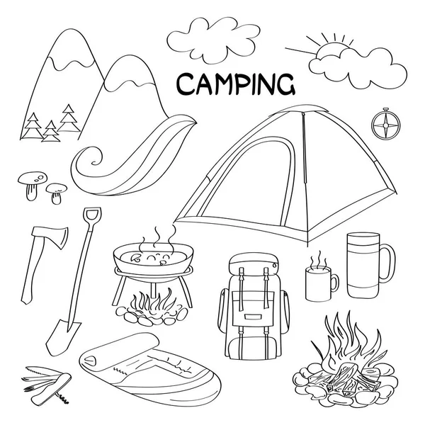 Camping coloring pages vector images