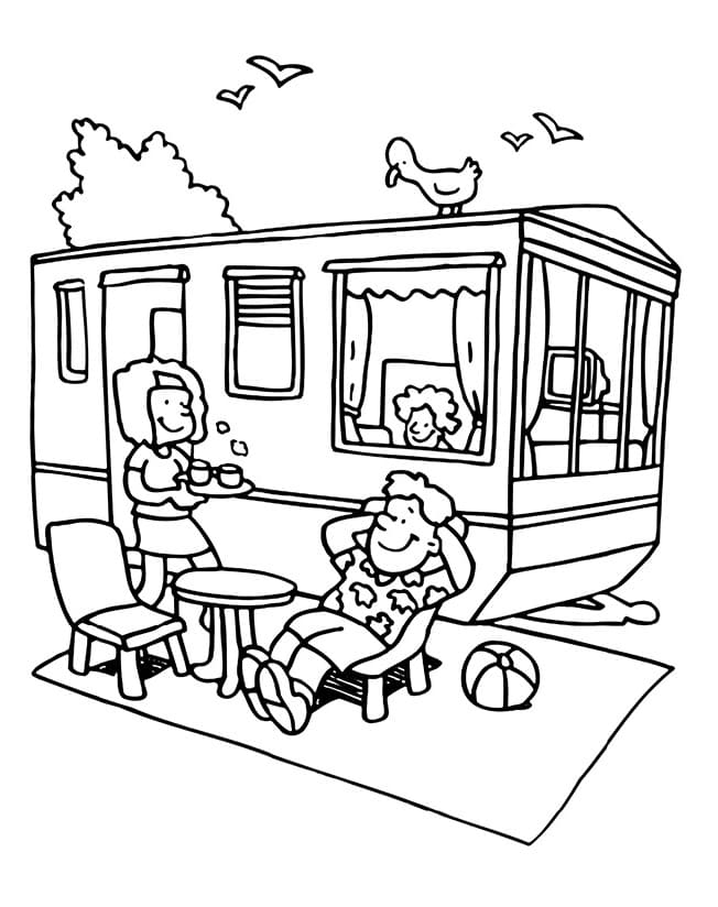 Summer camping coloring page