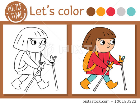 Camping coloring page for children funny