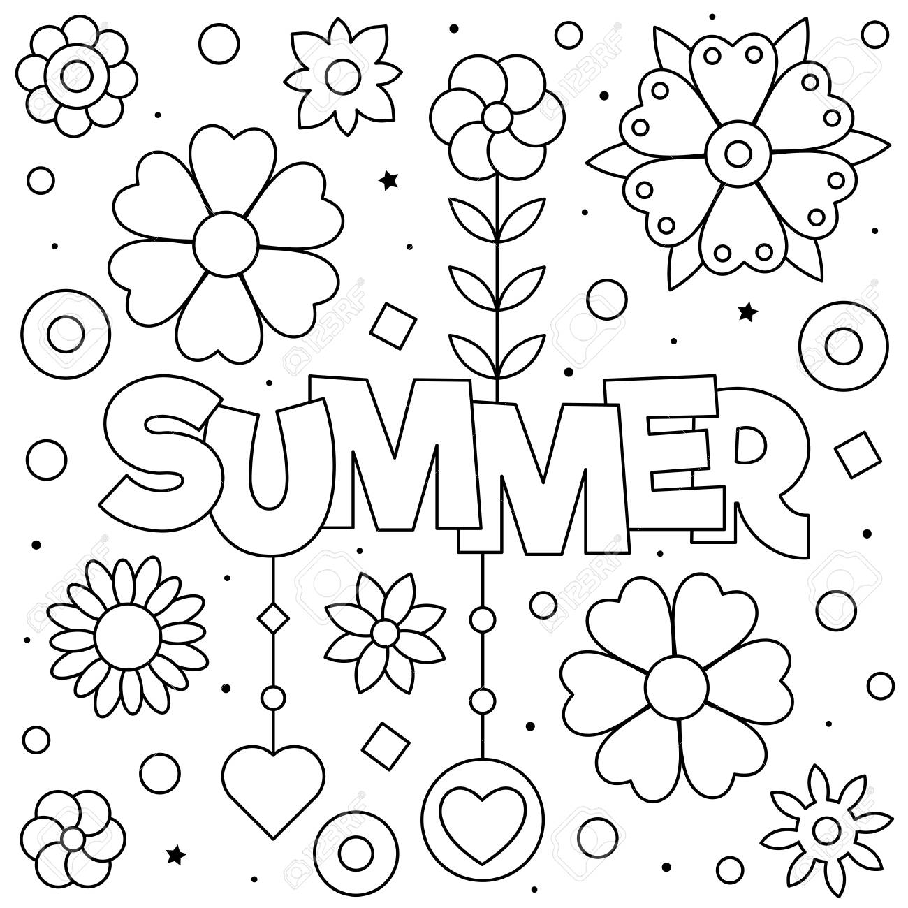 Summer coloring page black and white vector illustration royalty free svg cliparts vectors and stock illustration image