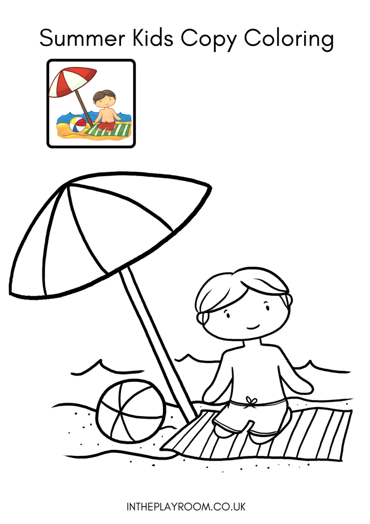Summer kids loring pages