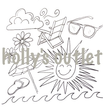 Summer clipart summer doodles coloring page clipart sunglasses umbrella