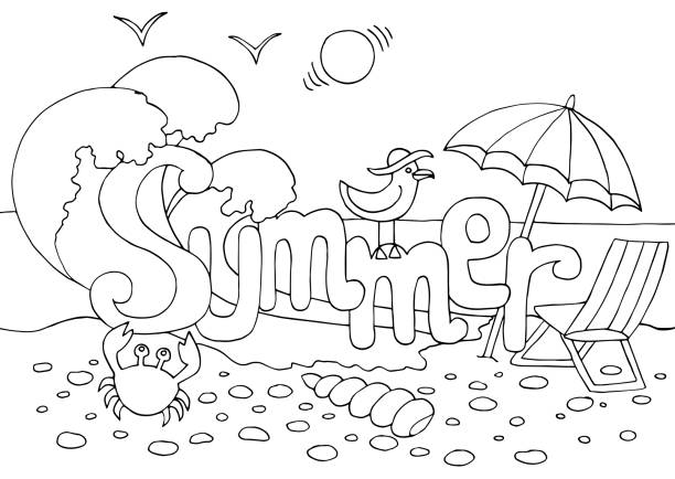 Summer coloring pages stock illustrations royalty