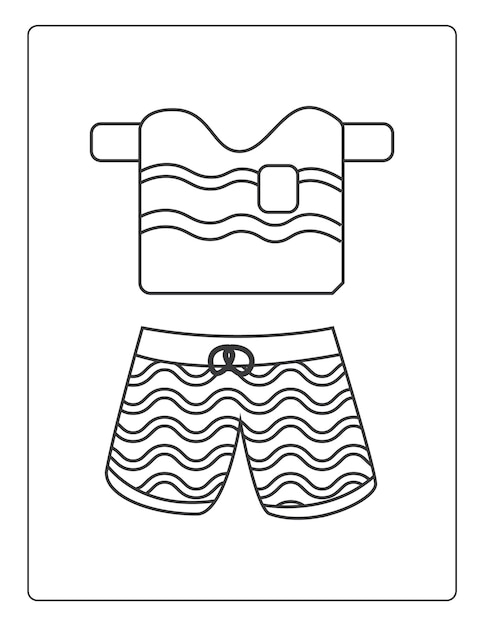 Premium vector summer coloring pages for kids with summer vibes sun and trees black and white coloring book