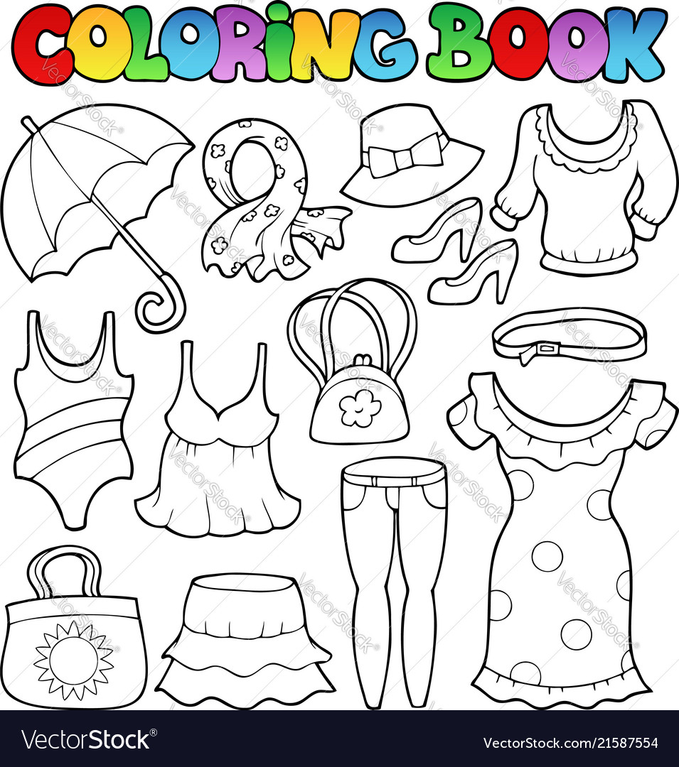 Coloring book clothes theme royalty free vector image