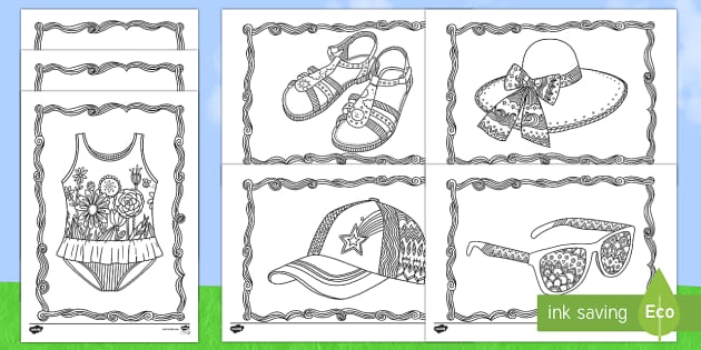 Summer clothes mindfulness coloring sheets teacher