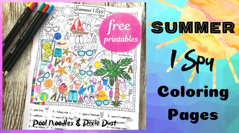 Summer i spy coloring pages