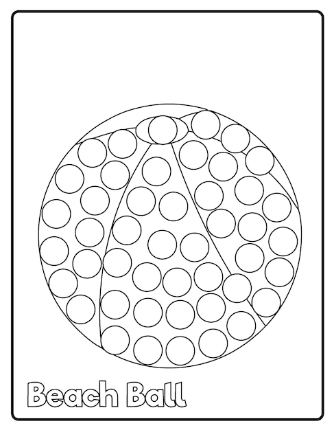Premium vector summer theme beach vacation design elements dot markers activity coloring pages for kids