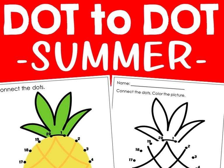 Summer dot to dot coloring pages connect the dots teaching resources