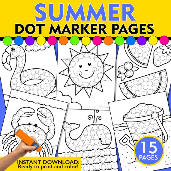 Summer dot marker coloring pages fall do a dot activity summer fine motor activity pages instant download dot marker activity sheets