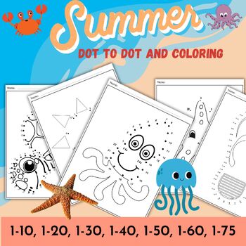 Cute summer dot to dot and color