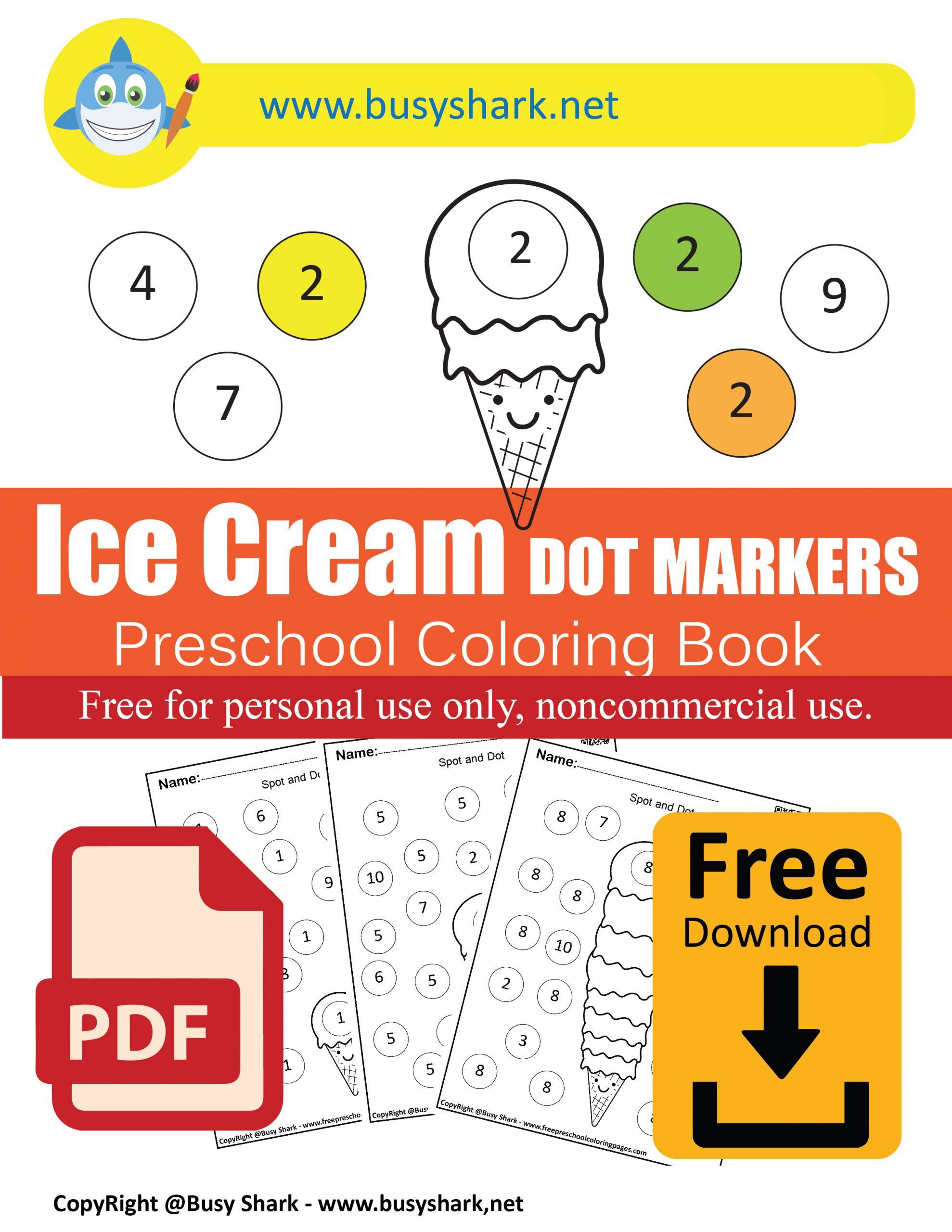 Ice cream coloring pages activities for summer do a dot