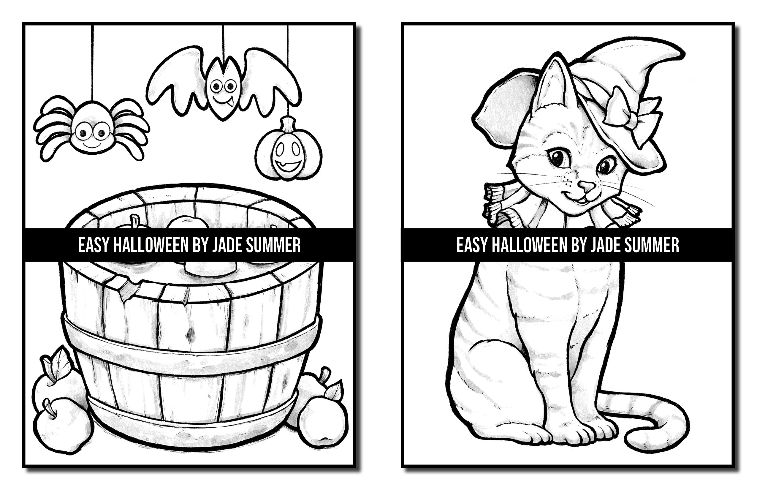 Coloring pages easy halloween adult coloring book by jade summer digital coloring pages printable pdf download