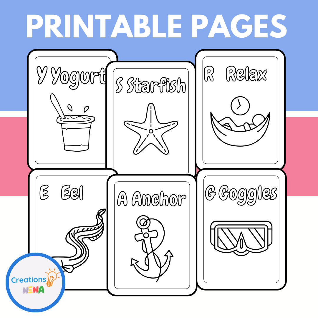 Summer alphabet coloring pages made by teachers
