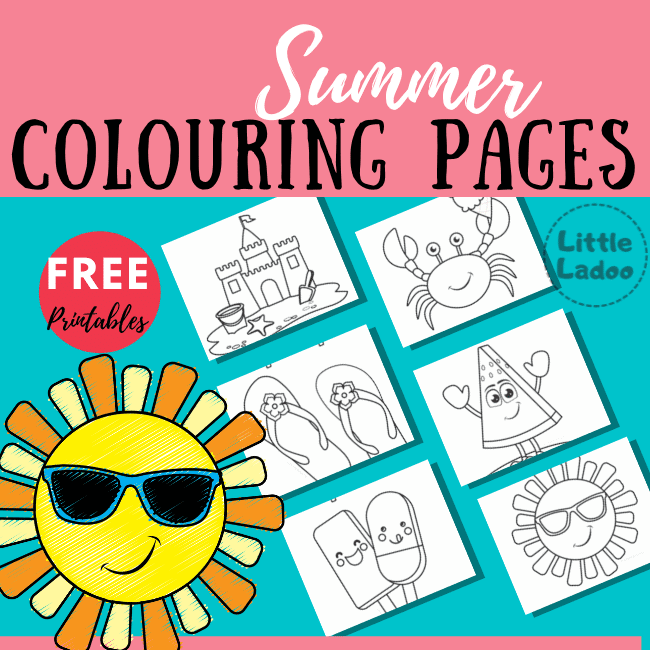 Summer colouring pages