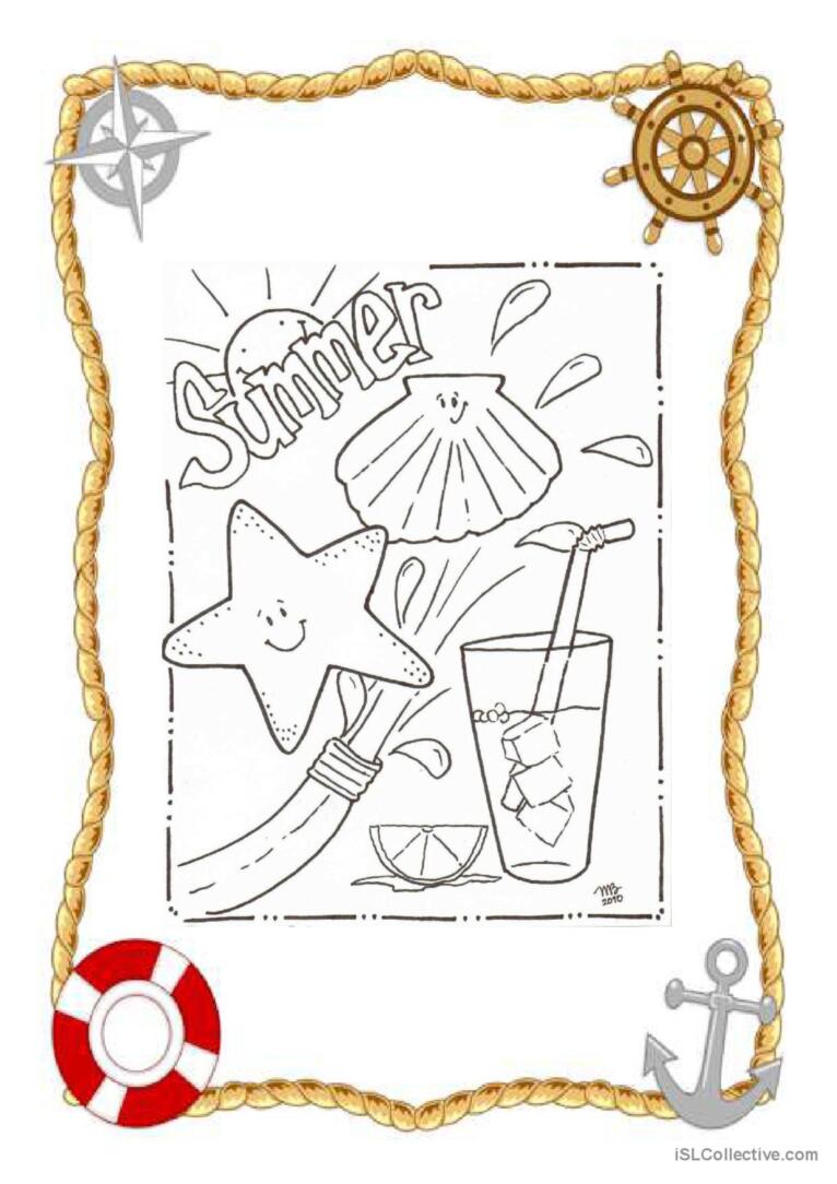 Summer colouring glish esl worksheets pdf doc