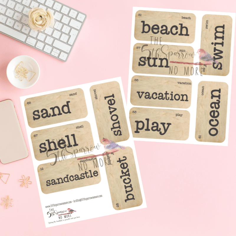 Summer at the shore vintage inspired flash cards