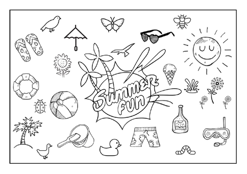 Summer fun colouring poster teaching resources