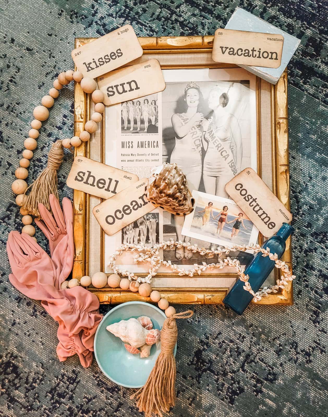 Summer at the shore vintage inspired flash cards