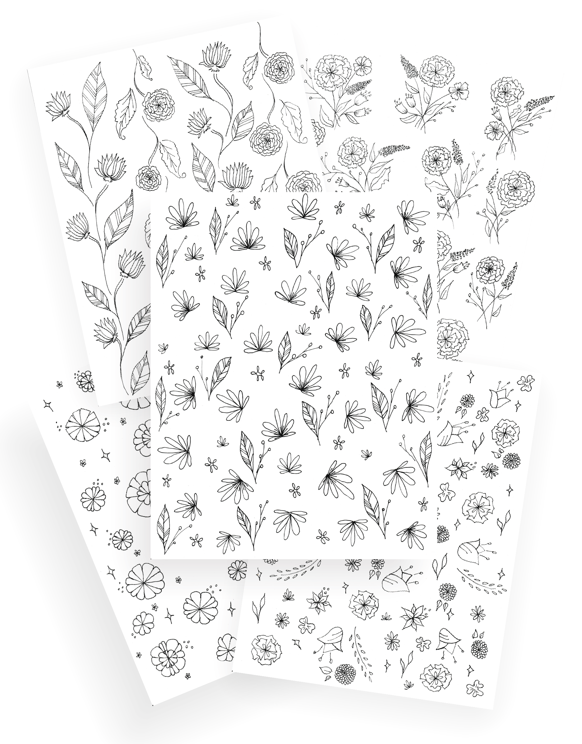 Page summer flower coloring set â teal notes