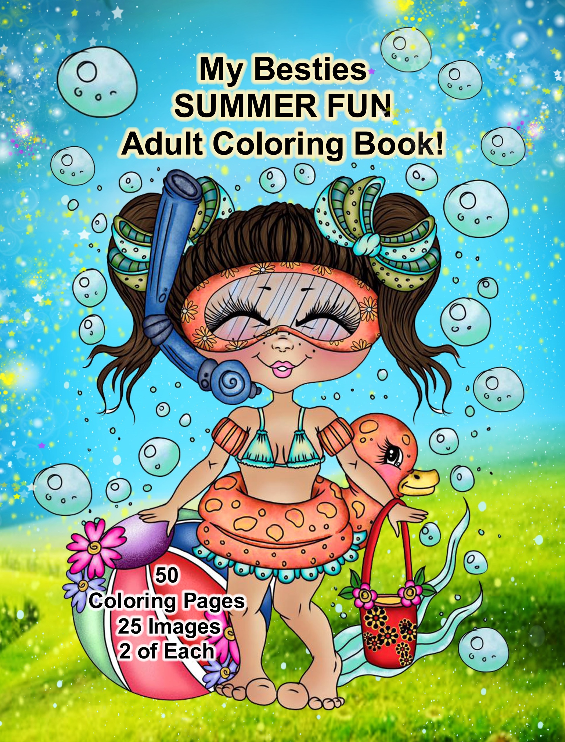 My besties summer fun pages digital download coloring book