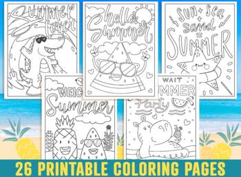 Printable summer holiday coloring pages for kids boys girls teens adults