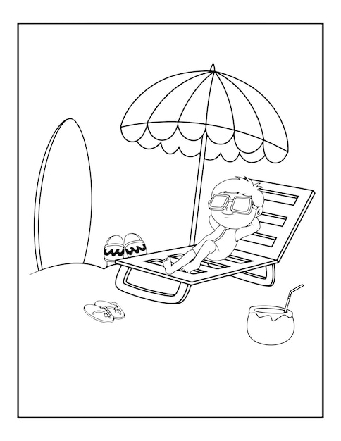 Premium vector summer activity coloring pages for kids hello summer coloring book for children
