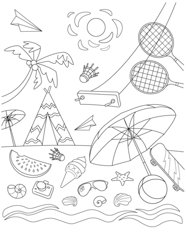 Summer activities coloring page free printable coloring pages