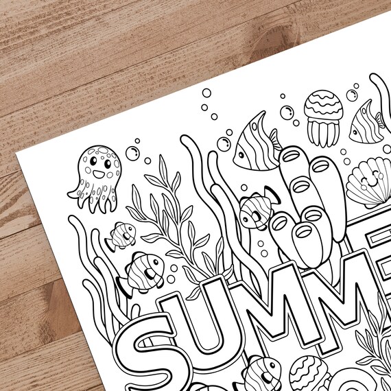 Summer fun coloring page insta digital download kids coloring sheets printable coloring for kids