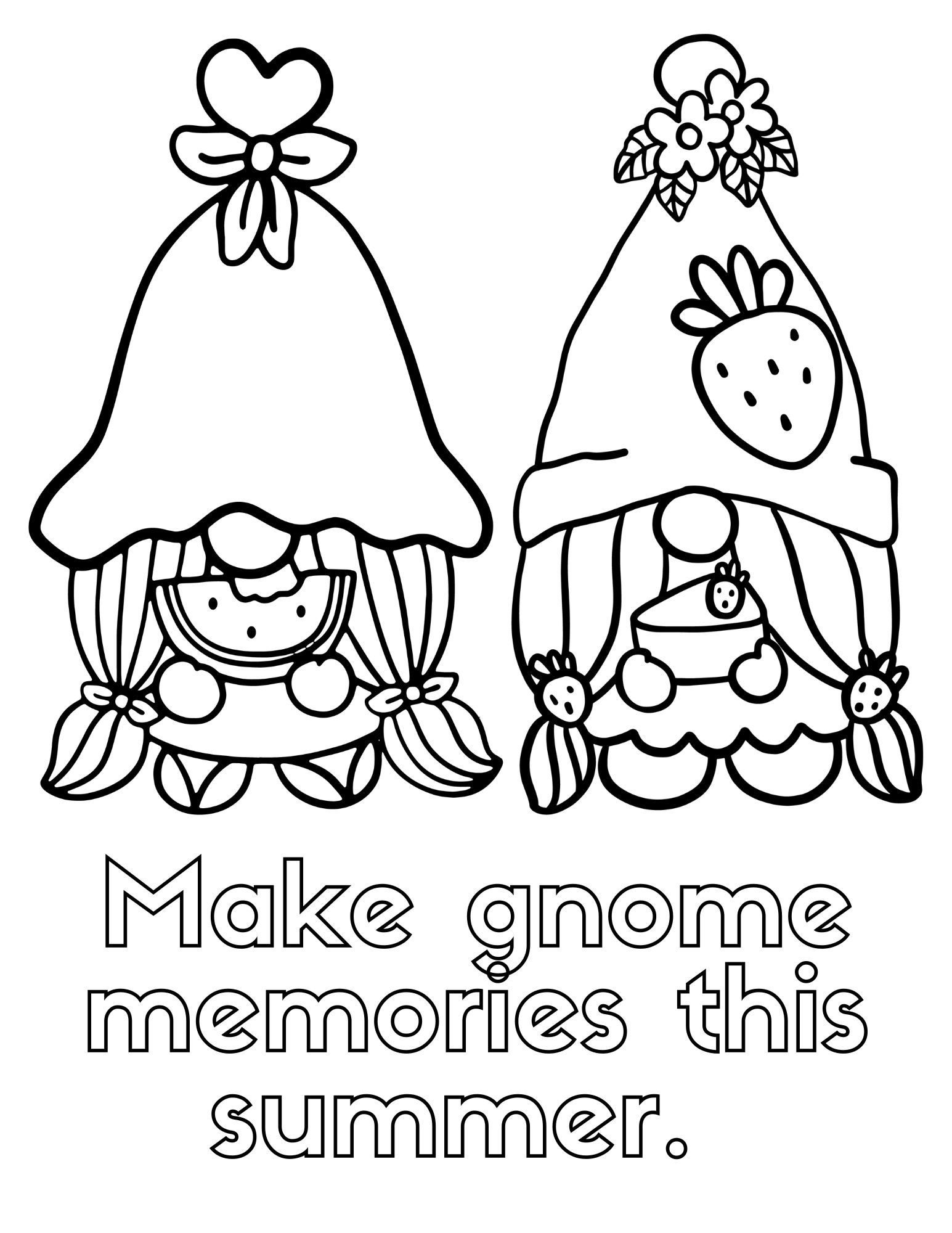 Celebrate warm weather with these fun summer gnomes coloring pages