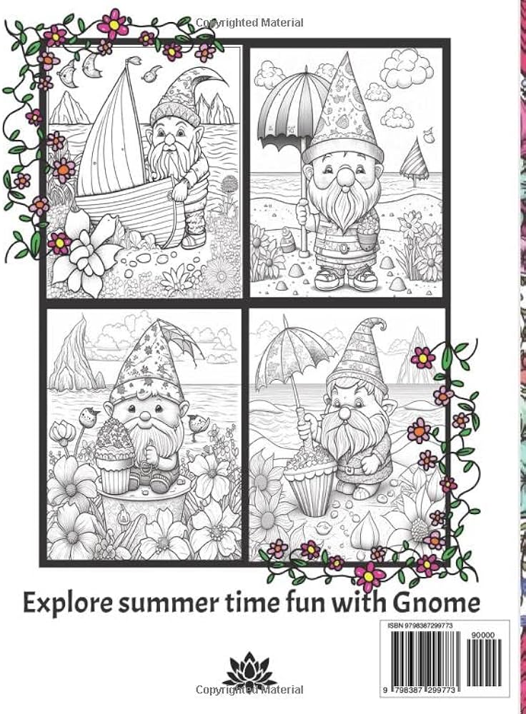 Gnome coloring book for adults and teens summer edition