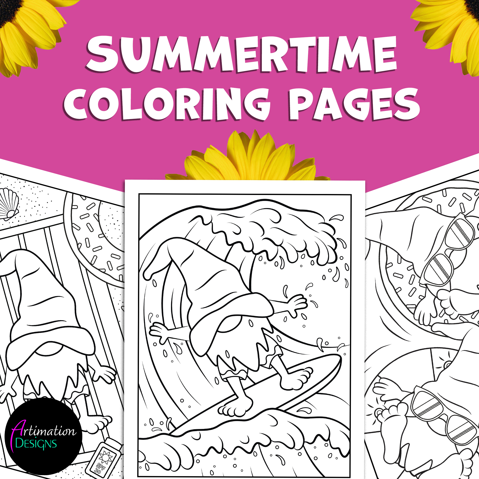 Summer gnomes coloring pages summertime coloring activity