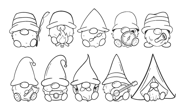 Christmas gnome coloring page vectors illustrations for free download