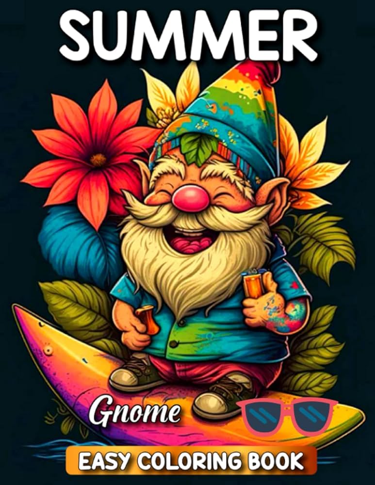 Summer gnome easy coloring book summer coloring book scenes beach gnome summer gnomes and more great gift for summer lovers and gnome summer tanya d chancy df books
