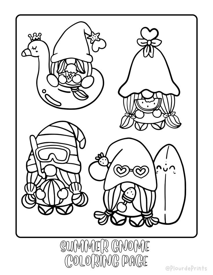 Summer gnome coloring
