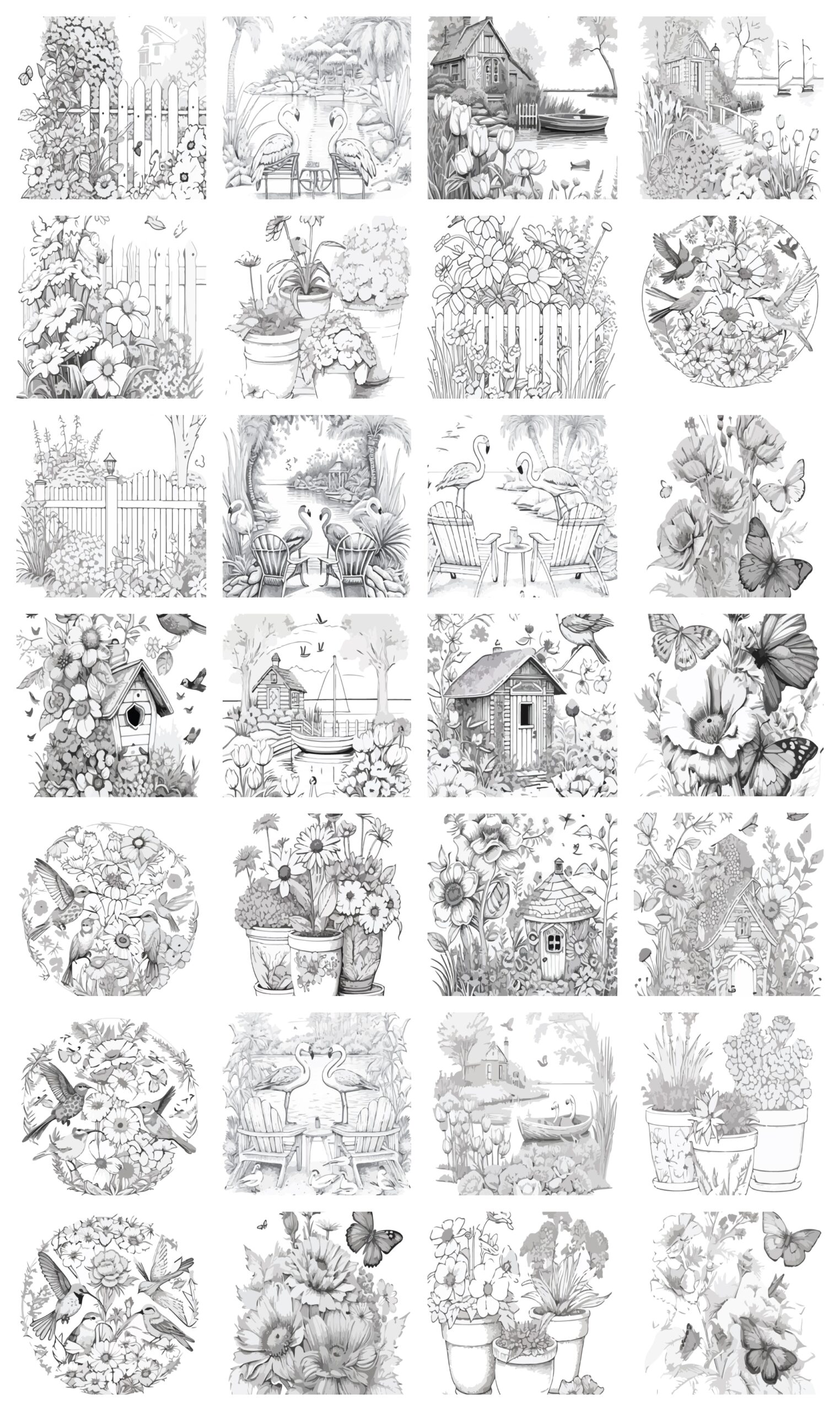 Summer vibes grayscale coloring book pages pdf or printed pages