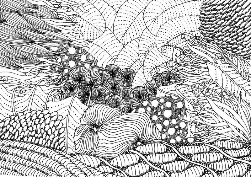 Art therapy coloring page summer sea bed