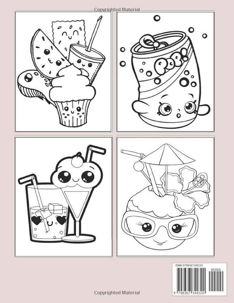 Summer kawaii foods coloring book great coloring pages with wonderful illustration of kawaii foods for all ages fun and relax an ideal gift for special occasions by joy rainbow