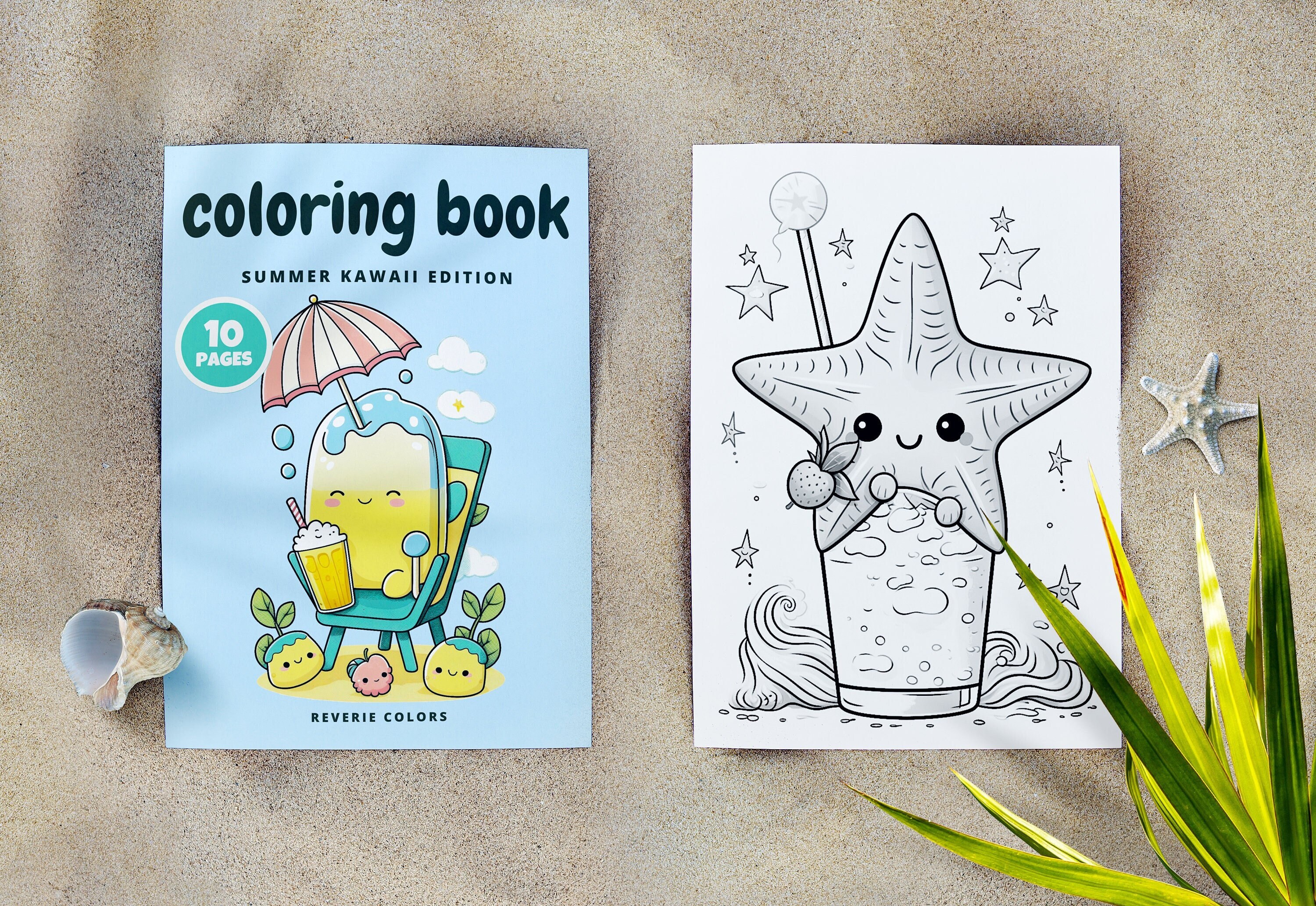 Coloring book kawaii summer edition printable pages pdf by reverie colors