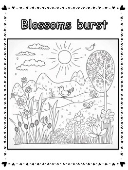 Kawaii cute spring theme mindfulness summer coloring pages